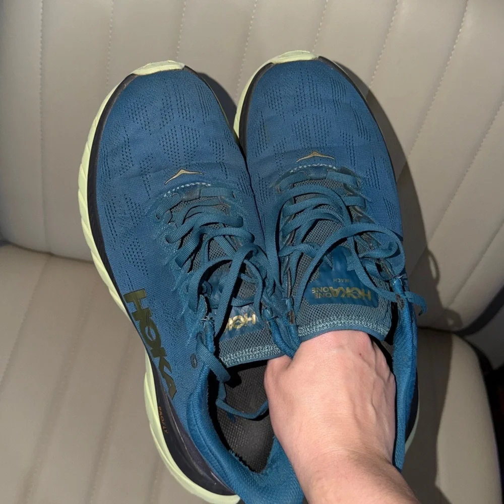 Hoka One One Mach 4 Running Shoes Blue Lime Athletic Sneakers Men’s 9.5D